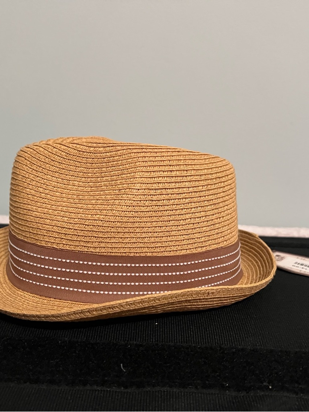 Woven Straw Fedora with Brown Band